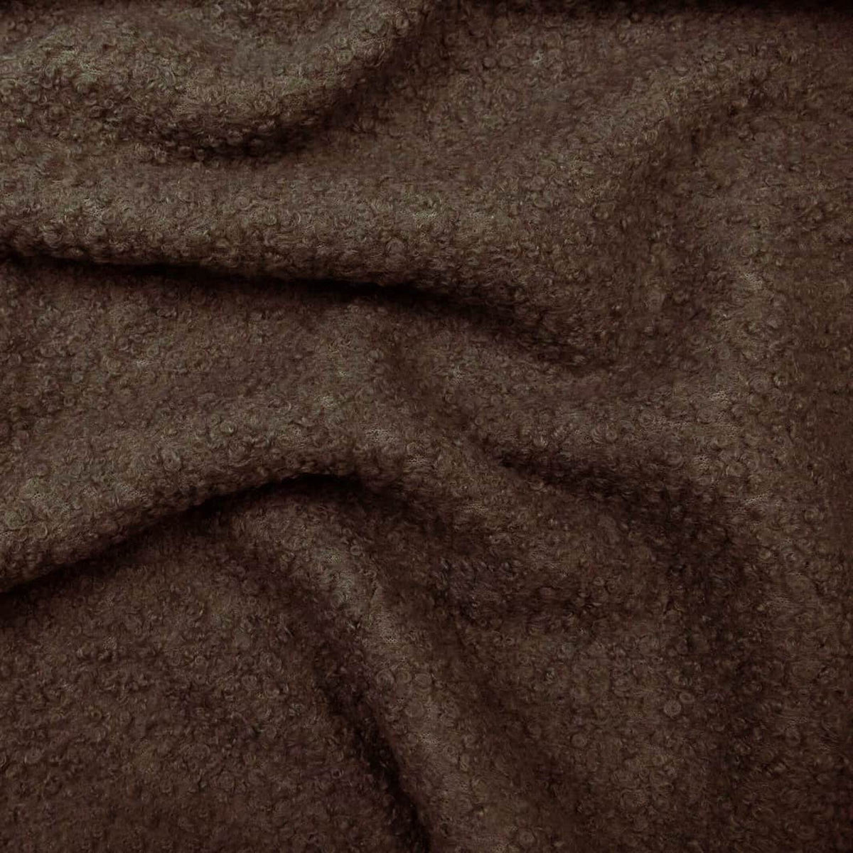 soft sheep wool look boucle furnishing dressmaking fabric Brown