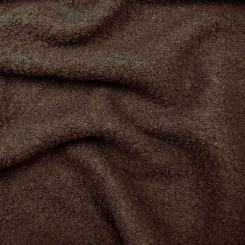 soft sheep wool look boucle furnishing dressmaking fabric Brown