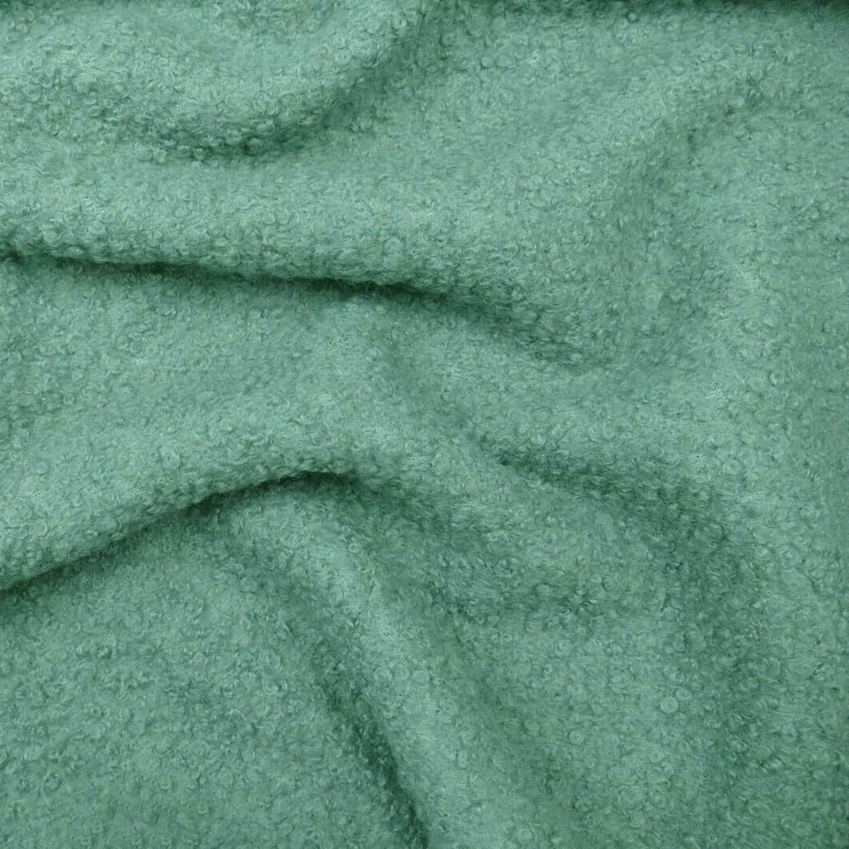 soft sheep wool look boucle furnishing dressmaking fabric Mint