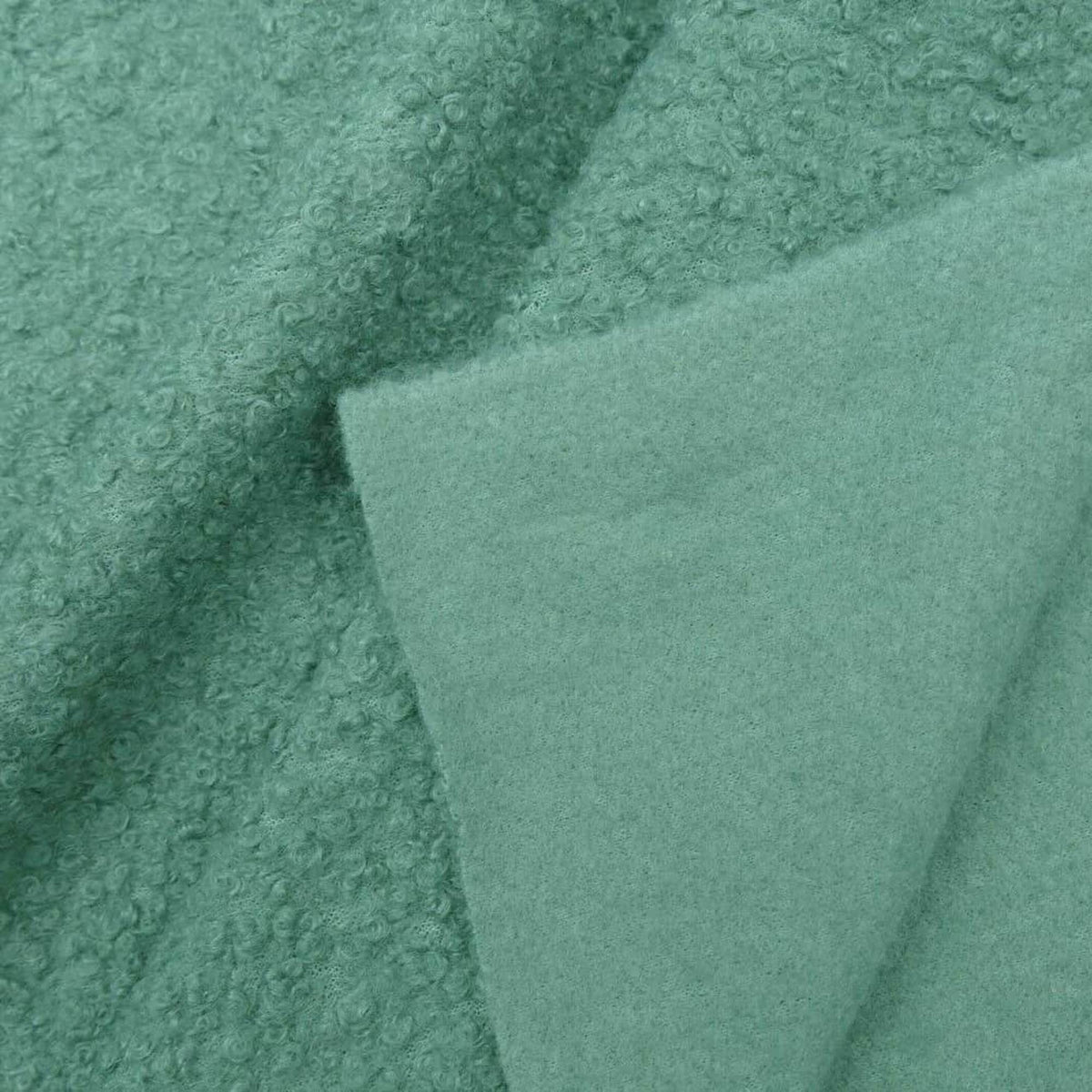 soft sheep wool look boucle furnishing dressmaking fabric Mint