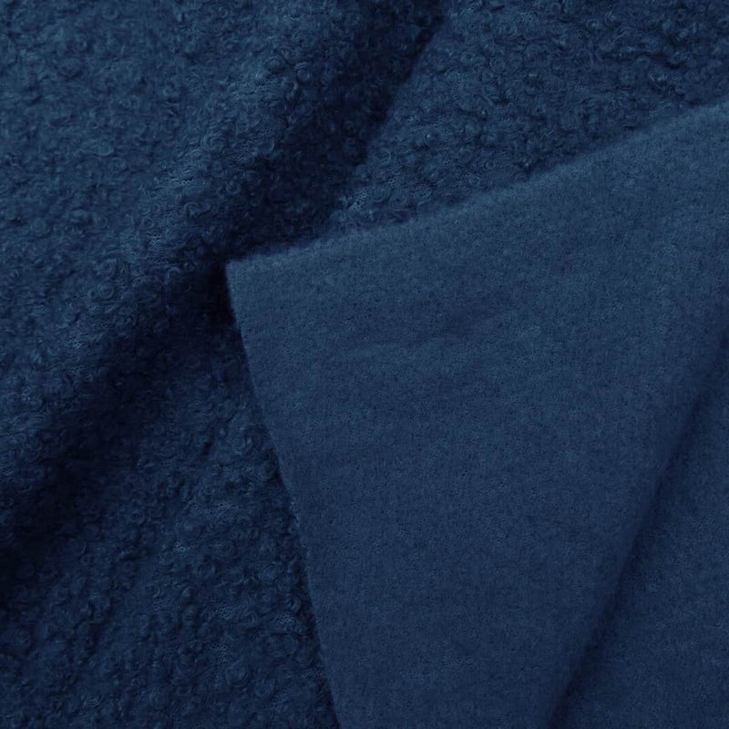 soft sheep wool look boucle furnishing dressmaking fabric Navy