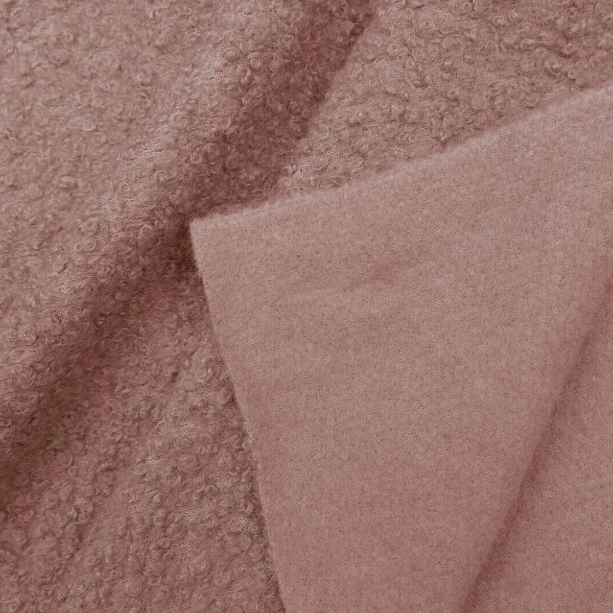 soft sheep wool look boucle furnishing dressmaking fabric Old Rose