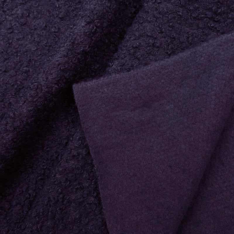 soft sheep wool look boucle furnishing dressmaking fabric Purple