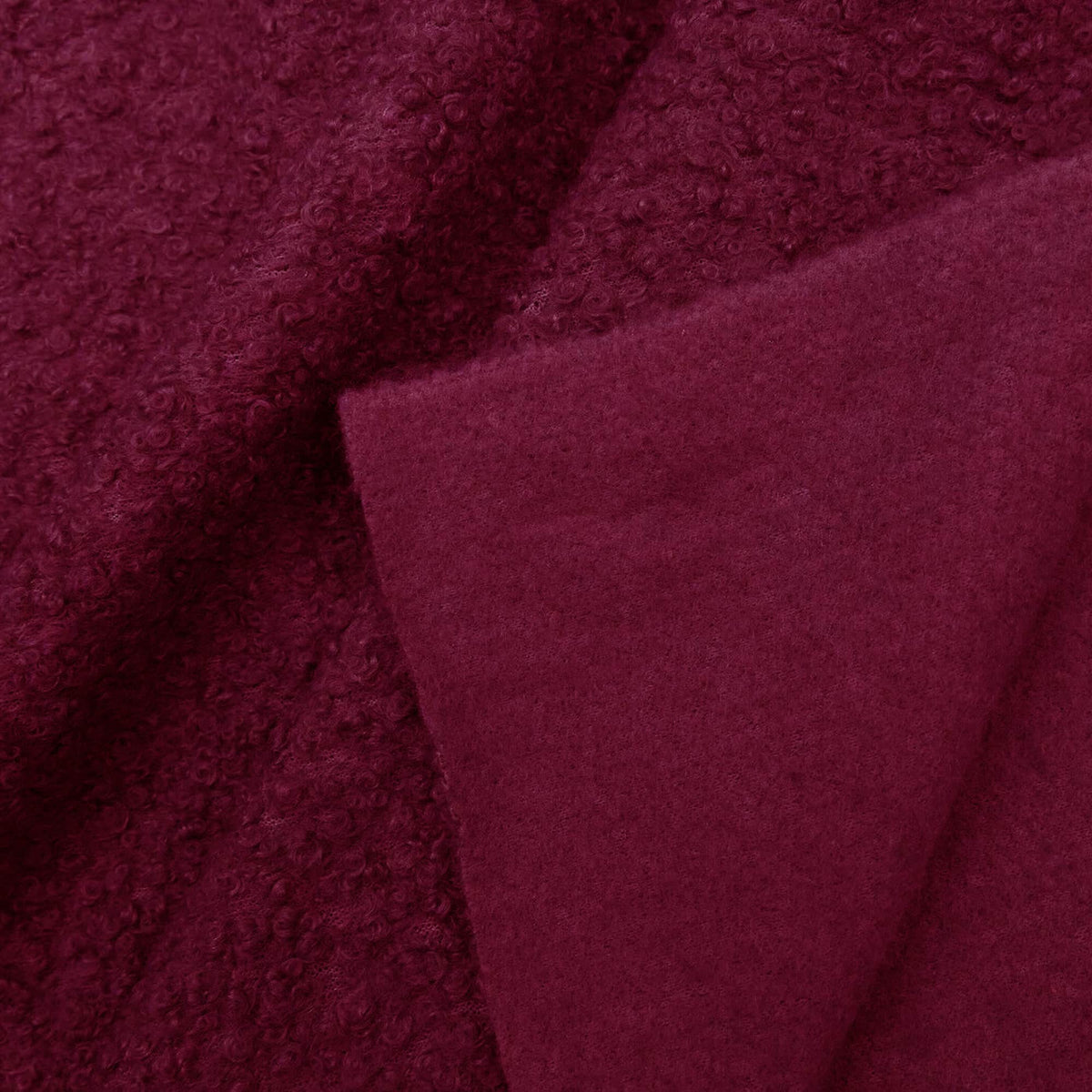 soft sheep wool look boucle furnishing dressmaking fabric Wine