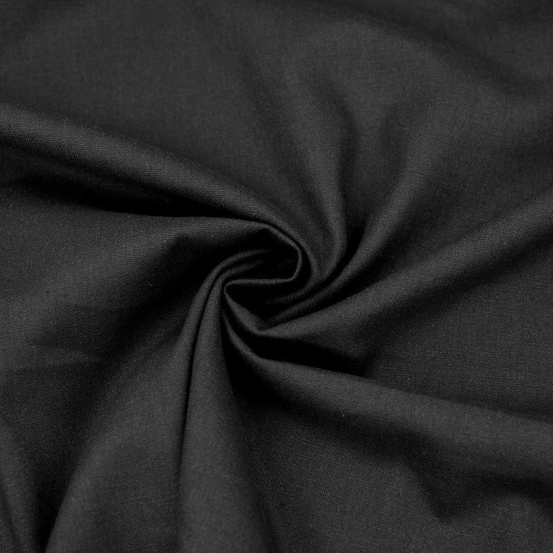 Black Madras Plain Solid Cotton Linen Dressmaking Quilting Fabric Material Black