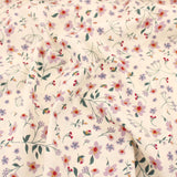 Branches of Flowers Bloom Cotton Poplin Print Dressmaking Fabric Material Kids OEKO TEX Women Woven Quilting Pure Print Soft Floral Natural