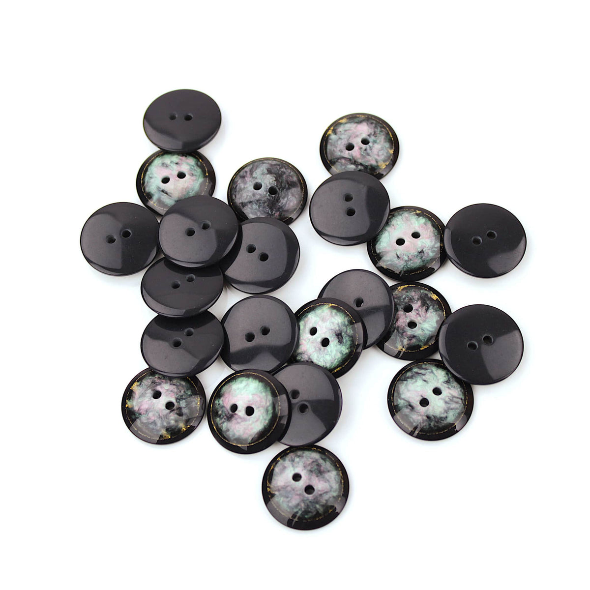 Mia 2 hole Dress Sew On Round Pearl Look Black Button Black