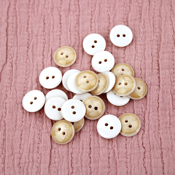 Mia 2 hole Dress Sew On Round Pearl Look Cream Button Cream