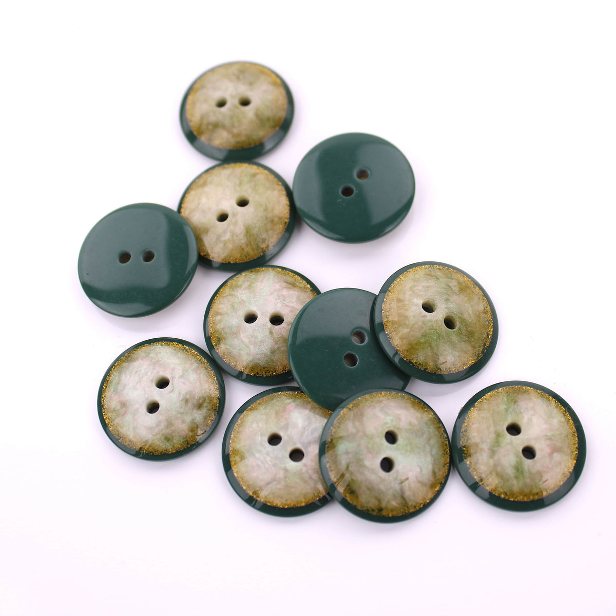 Mia 2 hole Dress Sew On Round Pearl Look Green Button Green