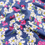 light printed floral denim chmbray dressmaking women kids fabric Pink