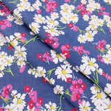 light printed floral denim chmbray dressmaking women kids fabric Pink