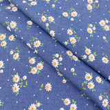 light printed floral denim chmbray dressmaking women kids fabric White