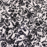 Monochrome Vintage Flowers on Cotton Poplin Print Dressmaking Fabric Material Kids OEKO TEX Women Woven Quilting Pure Print Soft Floral  White