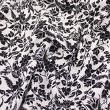Monochrome Vintage Flowers on Cotton Poplin Print Dressmaking Fabric Material Kids OEKO TEX Women Woven Quilting Pure Print Soft Floral  White