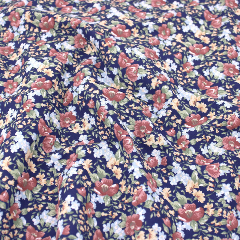 Navy Boysenberry Floral Light Furnishing Fabric Home Material Upholstery Blinds Curtain Oilcloth Thin Decor Drape Fabric Crisp Stiff Tablecloth  Navy