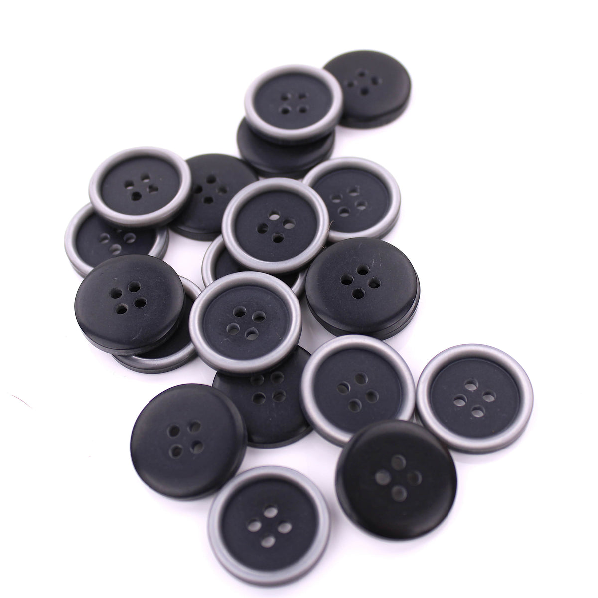 Oscar 4 hole Sew On Polished Round Grey Button Grey