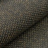 woollen linen look basketweave furnishing fabric Black Gold