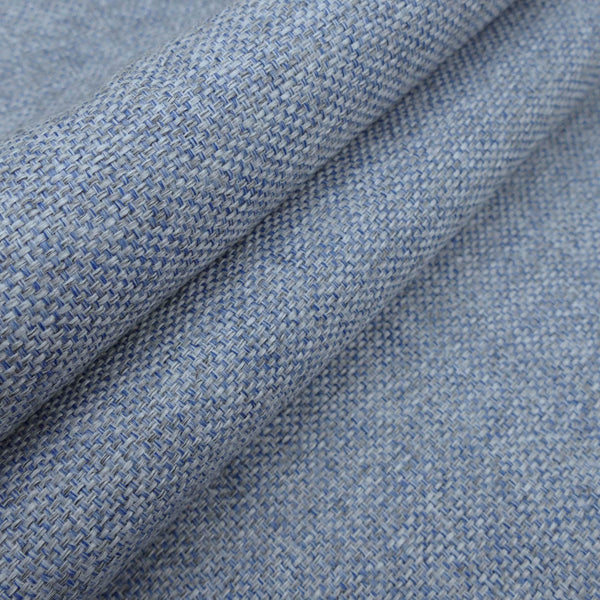 woollen linen look basketweave furnishing fabric Carolina Blue