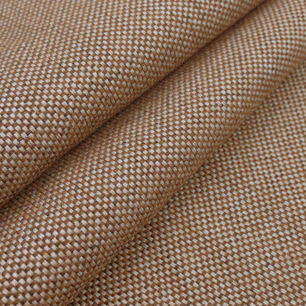 woollen linen look basketweave furnishing fabric Cocoa Nib