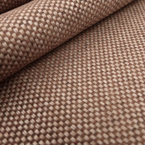 woollen linen look basketweave furnishing fabric Cocoa Nib