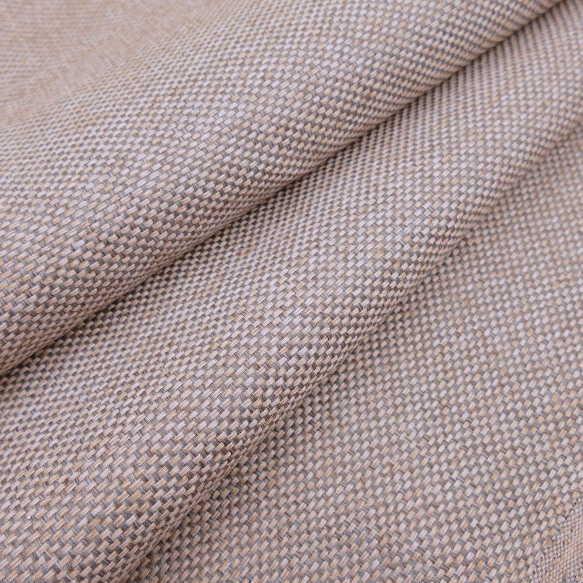 woollen linen look basketweave furnishing fabric Grey Blush Pink