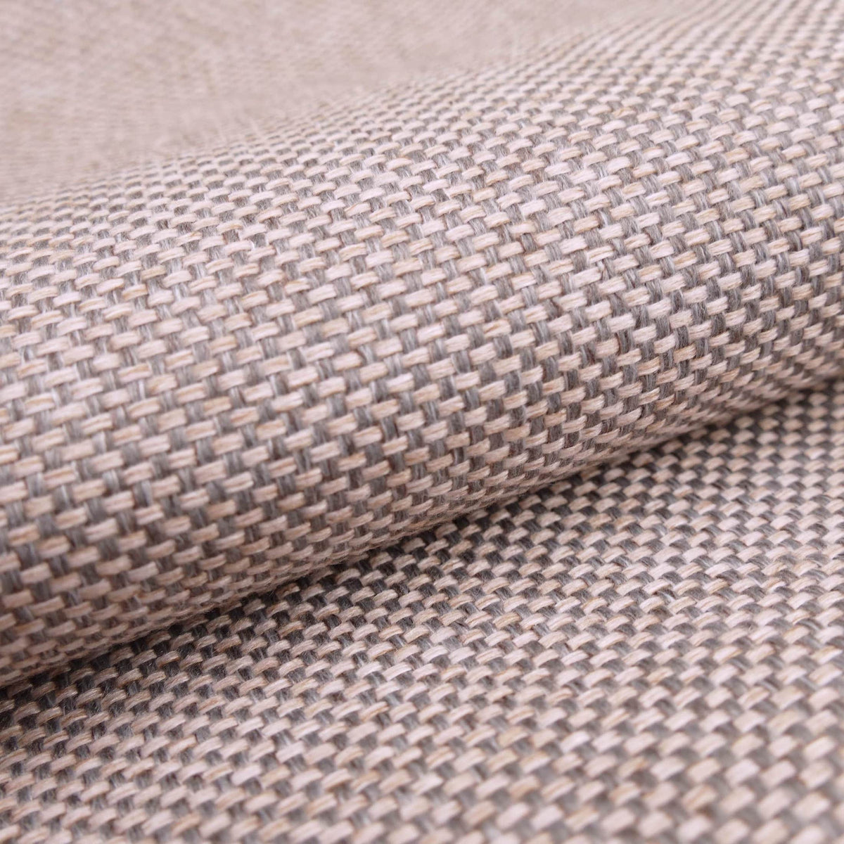 woollen linen look basketweave furnishing fabric Grey Blush Pink