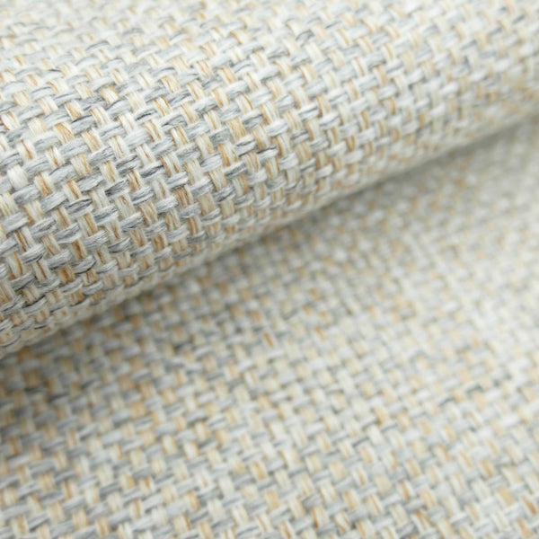 woollen linen look basketweave furnishing fabric Ivory Platinum