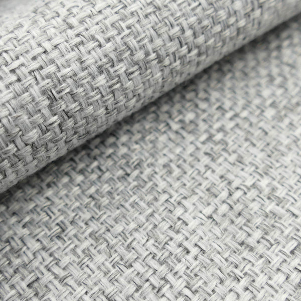 woollen linen look basketweave furnishing fabric Silver Grey