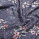 stretch knitted viscose fabric in floral pattern Navy