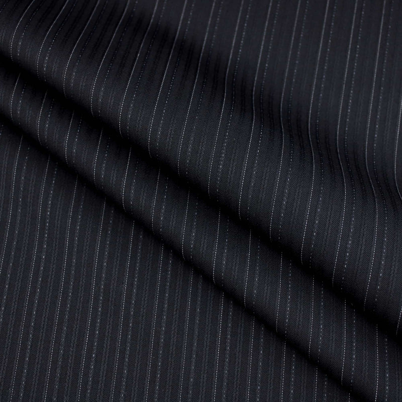 Pinstripe Suiting Charcoal  Wool Blend Fabric Tailoring Dressmaking Suit Trouser Material Blazer Smart Mens Charcoal