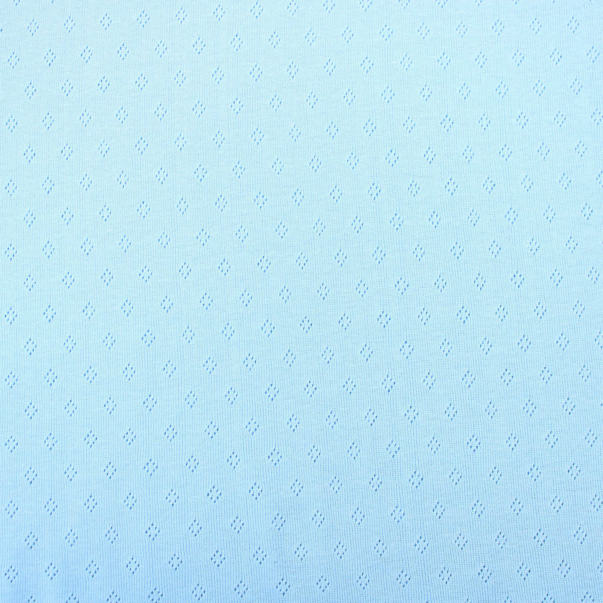 Pointelle Diamond Cotton Jersey Cardigan jumper lightweight cutout fabric material stretch oeko text openwork fine dressmaking blanket baby childrenswear women OEKO TEX Light Blue