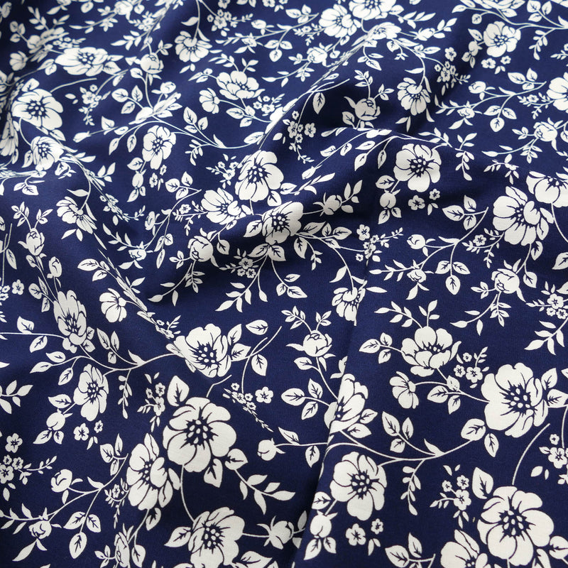 light woven pure cotton dressmaking women fabric Navy