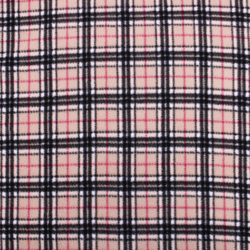 smooth soft anti-pill polar fleece kids pets fabric Beige Tartan