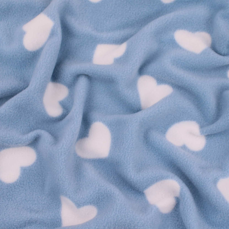 smooth polar anti pill fleece kids pets craft fabric Blue Hearts