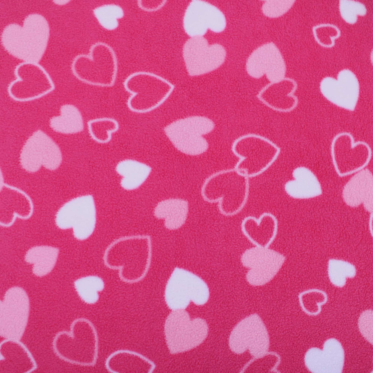 smooth polar anti pill fleece kids pets craft fabric Pink Hearts
