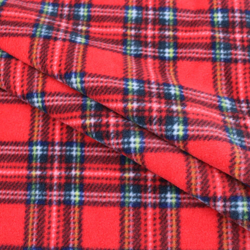 Printed Smooth Anti-Pill Polar Fleece - Red Tartan