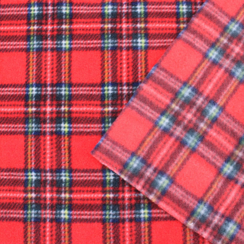 Printed Smooth Anti-Pill Polar Fleece - Red Tartan