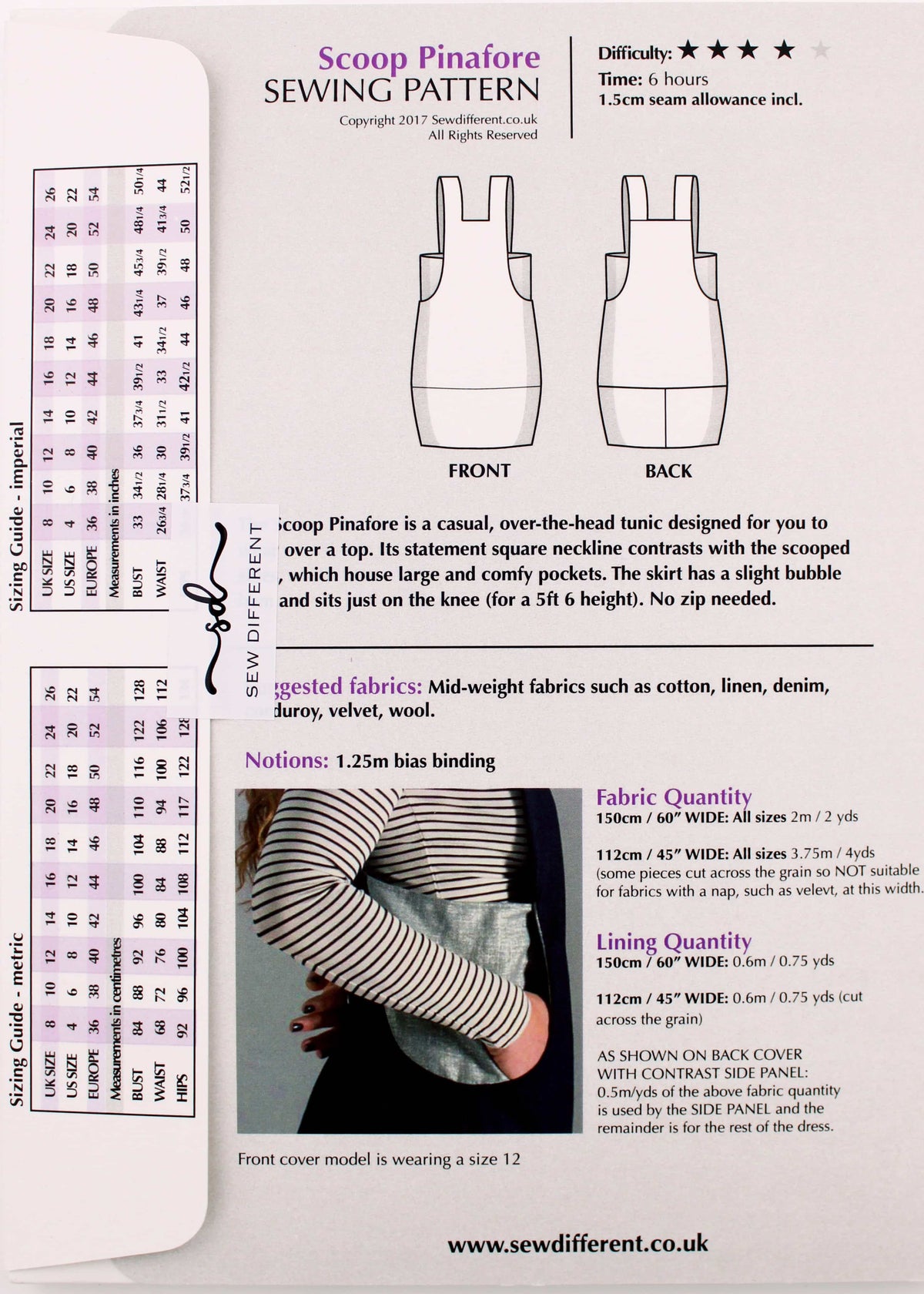 Scoop Pinafore Fabric Sewing Pattern - By Sew Different