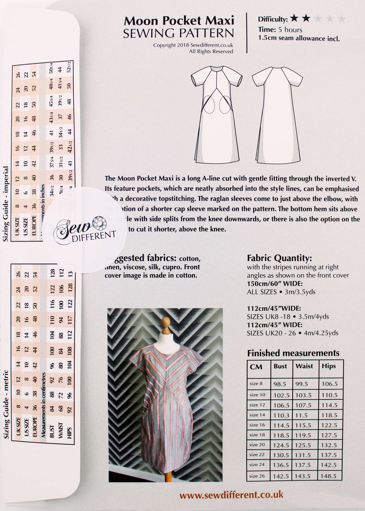 Moonpocket Maxi Fabric Sewing Pattern - By Sew Different