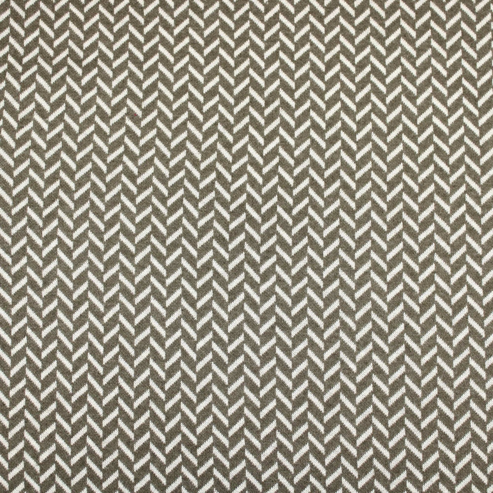 Recycled Herringbone Melange Knit Jacquard - Olive Green