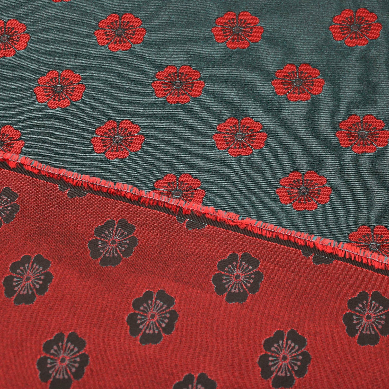 Red Poppy Poly-Viscose Jacquard - Green – Lullabee Fabrics