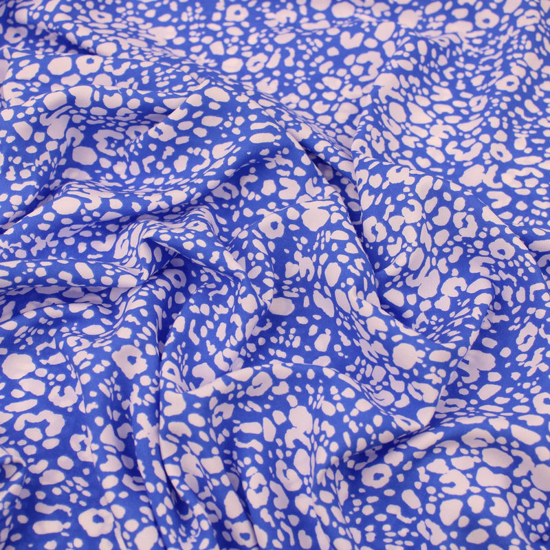 Royal Blue Leopard Spots Viscose Rayon Animal Print Soft Pattern Dressmaking Women Dress Fabric Material  Royal Blue