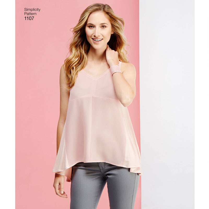 Simplicity Women's Tops with Fabric Variations Sewing Pattern S1107