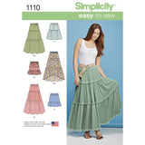 Simplicity Women's Tiered Skirt with Length Variations Sewing Pattern S1110