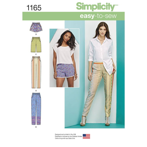 Simplicity Women's Pull-on Trousers, Long or Short Shorts