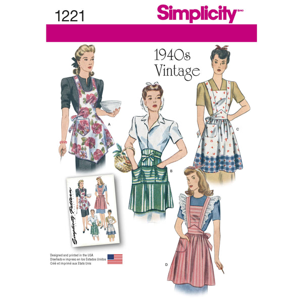 Simplicity Women's Vintage Aprons Sewing Pattern S1221