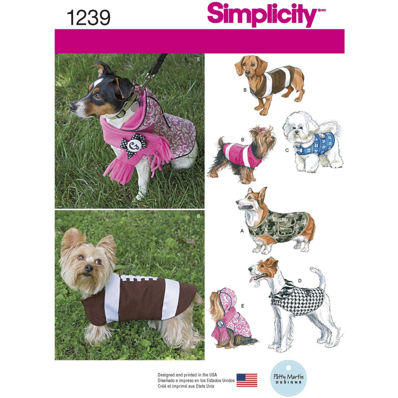 Simplicity Dog Coats in Three Sizes Sewing Pattern S1239