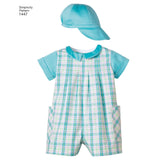 Simplicity Babies' Romper, Dress, Top, Panties and Hats Sewing Pattern S1447