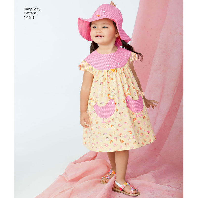 Simplicity Toddlers' Dress, Top, Panties and Hat Sewing Pattern S1450