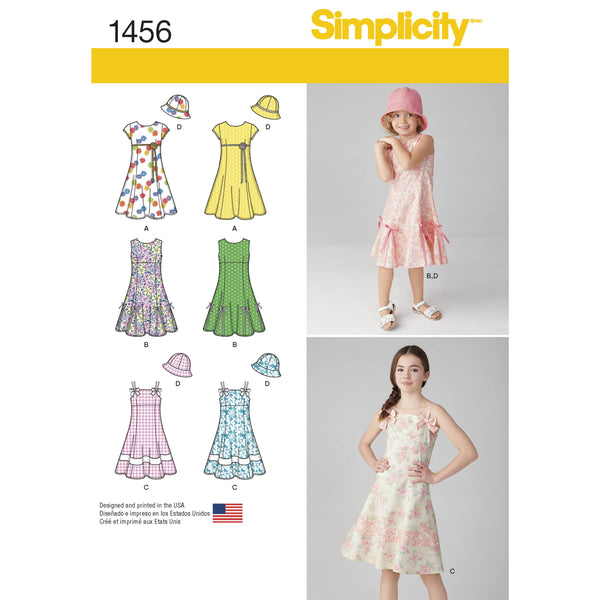 Simplicity Child's and Girls' Dress with Bodice Variations and Hat